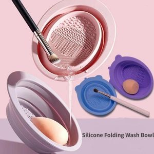 Make -up -Bürsten weiche Silikonbürsten Reiniger Schüssel Klapptierbox Lidschatten Pulver Puff Reinigung Waschmittel saubere Matte Beauty -Werkzeuge