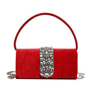 Exquisite Velvet Bag Clutch Bag Diamonds Design Luxury Elegant Party Bag Wedding Purse Box Bag