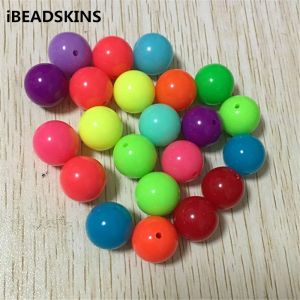 Necklaces New Arrival! 6mm20mm Neon Effect Chunky Acrylic Solid Round Ball Beads for Handmade Necklace Earring DIY Parts Jewelry Findings