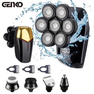 Shavers Genko New Shaver for Men 7D Indipendentemente 7 cutter Floating Testa impermeabile Electric Razor Wet and Dry Trimmer per l'uomo