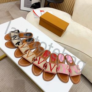 Designer sandali piatti pantofole di lusso da donna ricamato da donna sandalo flop flop letter slipper per donne slitta di spiaggia estate signore scarpe da tallone basso 35-41