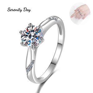 Serenity Day Classic Sixclaw 123CT Ring S925 Silver Inlaid D Color VVS1 Stone Fine Jewelry for Women Par 240401