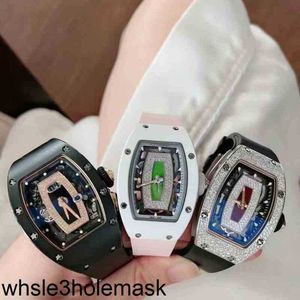 날짜 Richamill Swiss Watch 고급 남성 기계식 배럴 타입 다이아몬드 립 립 rms007 여성 스카이 트렌드 Weska Movement Wristwatches