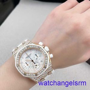 AP Wrist Watch Chronograph Royal Oak Offshore Series 37mm Diameter Automatic Mechanical Rubber Fashion Casual Men's Women's Watch 26092OK.ZZ.D010CA.01 Silver White