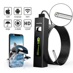 Cameras Upgrade 2,0MP HD Wireless Endoskopkamera 1200p 3,9 mm WiFi Borescope -Kamera mit 6 Licht für iPhone Android Samsung PC Tablet