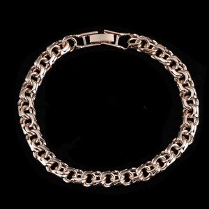 Bracelets de charme bismark 585 jóias de cor de ouro rosa Uma forma de tecelagem de homens e mulheres de catenária de 7 mm de 7 mm de largura 221114306U