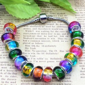 Strands 100pcs/lot Mix Color DIY Round Loose Resin Acrylic Beads Charms Big Hole Available for European Jewelry Bracelet Bangle