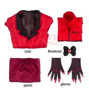 Anime -Kostüme Hazbin Cosplay Hotel Alastor mit Perücken Red Jacke Uniformanzug vollen Set Hallown Carnival Birthday Party Kleid Y240421