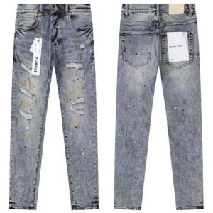 Пурпурные джинсовые брюки Mens Slim Fit Mid Rise Designer Designer Jean Mens Black Bans