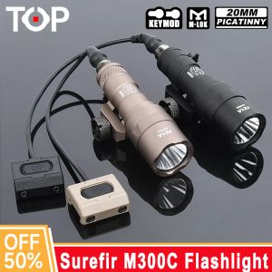 Scopes Tactical Surefir M300 M300C potężne Airsoft Pistol Latarka Modbutton Przełącznik ciśnienia Karabin Broń Scout Reflight