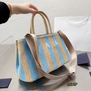 Summer Beach Promotion Shoulder Strap Bag Letter Handbags Shopping bag Canvas Designer Women Straw Knitting Shoulder Bags Fashion Large Linen HD SIDE 8A TOP Quality