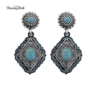 Studörhängen Banny Pink Bohemia Turquoises Stone Statement Gypsy Women Geo Gift Tribal Metal