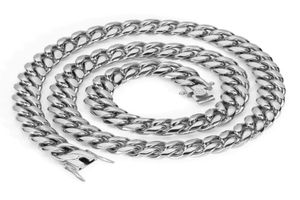 6 8 10 12 14 mm rostfritt stål kubanska länkkedjor 18 24 tum zirkoniumhalsband smycken hip hop elektropläterad halsband för män wome4446582