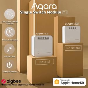 Kontrol Aqara Anahtarı Modülü T1 Tek Chiannel Relay Denetleyicisi Kablosuz Zigbee 3.0 / Nötr Akıllı Ev Zamanlayıcıları HomeKit'i Destekler