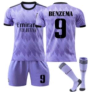 Zestawy piłki nożnej/dresy dróg 22-23 Sezon Real Madryt Home Away Jersey nr 9 Benzema 10 Modric Shirt Set dla dorosłych dzieci