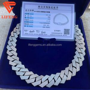 Lifeng smycken Custom Hip Hop Two Tone Cuban Chain 23mm 4 Row Iced Out Falwless Moissanite Diamond Miami Cuban Link Chain