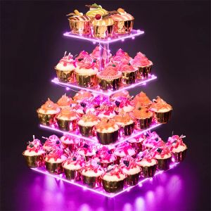 Processorer anpassade akrylklara bröllop cupcake display stativ torn plexiglass lucite macaron tårta hållare stiger för fest för fest