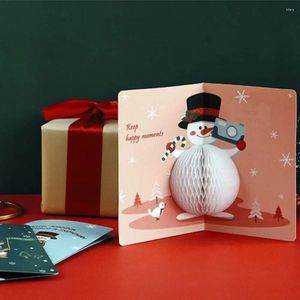 Present Wrap Year Gifts Santa Claus 3D Up Marry Christmas Blessing Cards gratulation med kuvert tack vykort