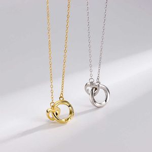 High Quality Luxury Necklace S925 sterling silver Mobius double ring heart geometric collarbone necklace simple and fashionable versatile high-end pendant