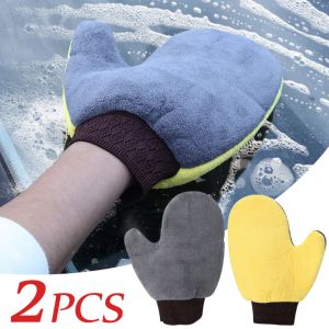 Gloves Car Washing Gloves Soft Microfiber Coral Velvet Strong Water Absorption Car Body Cleaning Glove Duster Auto Clean Supplies