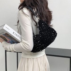 women Elegant Shoulder Bag Versatile Sequins Glitter Clutch Purse Small Bling Handbag Female Dating Bag J6cW#