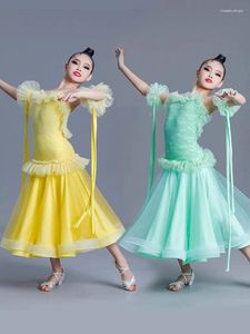 Stage Wear Children Modern Dance Costumes For Girls National Standard Waltz Professional Ballroom Competition Dress DN17584