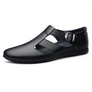 Sandals British Style Summer Men's Genuine Leather Shoes Breathable Casual Versatile Hollow Low Top Free Delivery