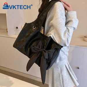 Totes Cute Bow Designer Tote Bag Large Capacity Fashion Handbag With Zipper Closure Satchel Purse Underarm For Women And Girls