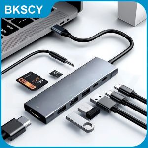 Hubs Tip C Hub - 4K HDMICompatible USB C HUB Dock PD Şarj/Veri Aktarımı/USB3.0/SD TF Kart Hub McBook Pro Air M1 için 3.5mm Ses