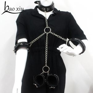 Collane Women Vintage Goth Faux in pelle Fanux Collaro in metallo NAGACA SET CHARMA GOTICO sexy Dichiarazione di bondage punk set di girocolosi