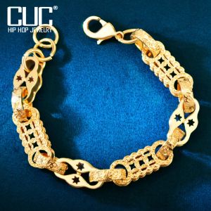 Strands CUC Men Hip Hop Bracelet Chain 10mm 18k Color dourado Copper Cuban Link Fashion Hip Hop Punk Jeia para presente