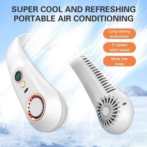 Портативные воздушные кулеры Summer Neck Sheamless Mini Mini Ultra Life Portable Lazy Silent Fan USB Зарядка Студент Спортивный Дисплей Дисплей.