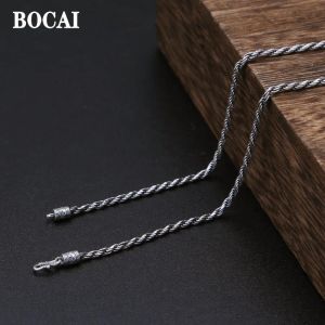 Necklaces BOCAI100% S925 Silver Man And Woman Necklaces Vintage Thai HandWoven Hemp Rope Classic Collarbone Chain AllMatch Sweater Chain