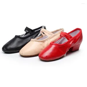 Dance Shoes Arrival Women's Canvas Leather Soft Bottom Square Heel Ladies Practice Ballet Dancing 4 Colors