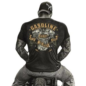 Shirts Respect for Bikers Gasoline VTwin Motorcycle Chopper Motorcyclist T Shirt. 100% Cotton Casual Tshirts Loose Top Size S3XL