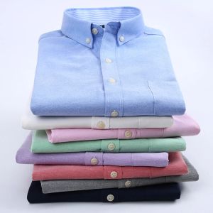 Shirts 2023 Summer New Men Solid Oxford Short Sleeve Shirts Cotton Quality Male Business Casual Shirt Comfortable Men's Office Tops