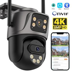 カメラIPカメラ4K 8MP HD PTZ屋外デュアルレンズデュアルスクリーン外部WiFiカメラオートトラッキングビデオ監視カメラICSEE