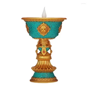Kerzenhalter Tibetaner Kerzenlestick Rauchlose LED Buddhas Lampe Buddhistische Tisch Herzstück Dekor