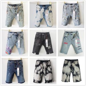 shorts designer jeans för män kvinnor byxor lila märke sommarhål 2023 ny stil broderi själv