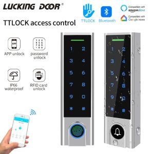 Kontrola smartfonu Bluetooth TTLOCK Drzwi sterowania Drzwi do sterowania System kontroli odcisku palca lub czytnik kart dzwonków 13.56 MHz Panel otwieracza drzwi