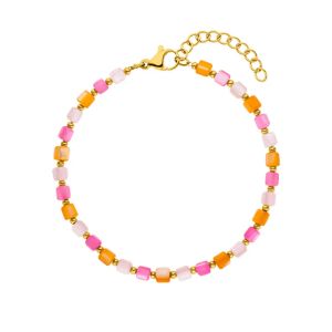 Strands Natural Shell Beads Happiness Bracelet with Pink rose orange Glass Shell Beads and Stainless Steel Small Beads as fashion Gift