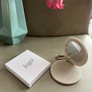 Designer Favor Luxury Makeup Mirrors Fashion Letters Beauty Tools Linen Portable Make-up Mirror With Gift Box For Wedding Gifts