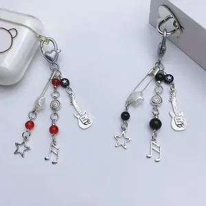 Keychains Phone Charm Versatile Guitar Beaded Keychain Bead Strap Acrylic Alloy Material Gift For Couples