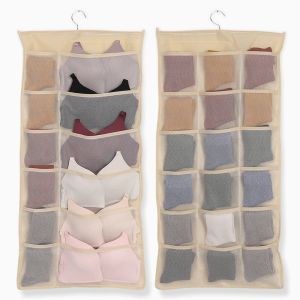 Bags 30 Pockets Closet Hanging Organizer Dual Sided Wall Shelf Wardrobe Storage Bag Space Saver Bag for Bra Underwear Underpant Socks