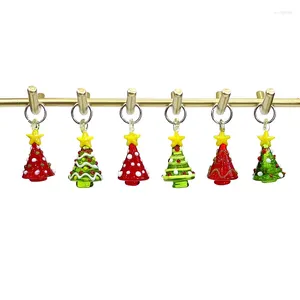 Dekoratif figürinler 6pcs sevimli mini Noel ağacı cazibe cam kolye festival yılı için cam kolye yaratıcı diy mücevher küpe yapmak