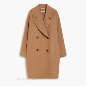 Brand Coat Women Coat Designer Coat MaxMaras 2024 Spring/Summer New Product Womens Double Breasted Button Cotton Wool Coat