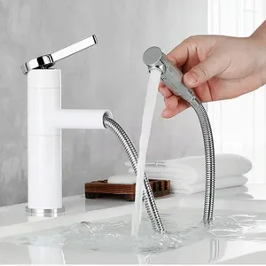 Waschbecken Wasserhähne herausziehen Beckenmischer Wasserhahn Gourmet -Waschbecken Zapfhähne Finish ein Hand