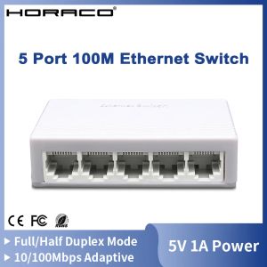 Управление Horaco 100mbps 5 Port Ethernet Switch Smart 100baset Adaptive Network Past Sweeder Sluck и воспроизведение для IP -камеры AP Phone