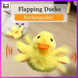 Toys Flapping Duck Cat Toys Interactive Electric Bird Toys Washable Cat Plush Toys with Vibration Sensor Cats Game Toys Kitten