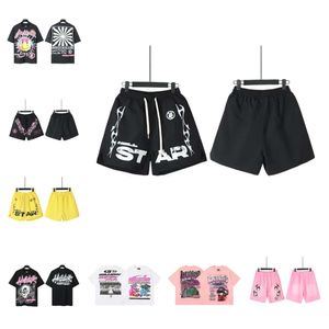 Hellstar shorts mens designer retro water tvätt korta byxor träning wesweatpants kläder tvättade tyg grafiti vintage löst passande mens shorts